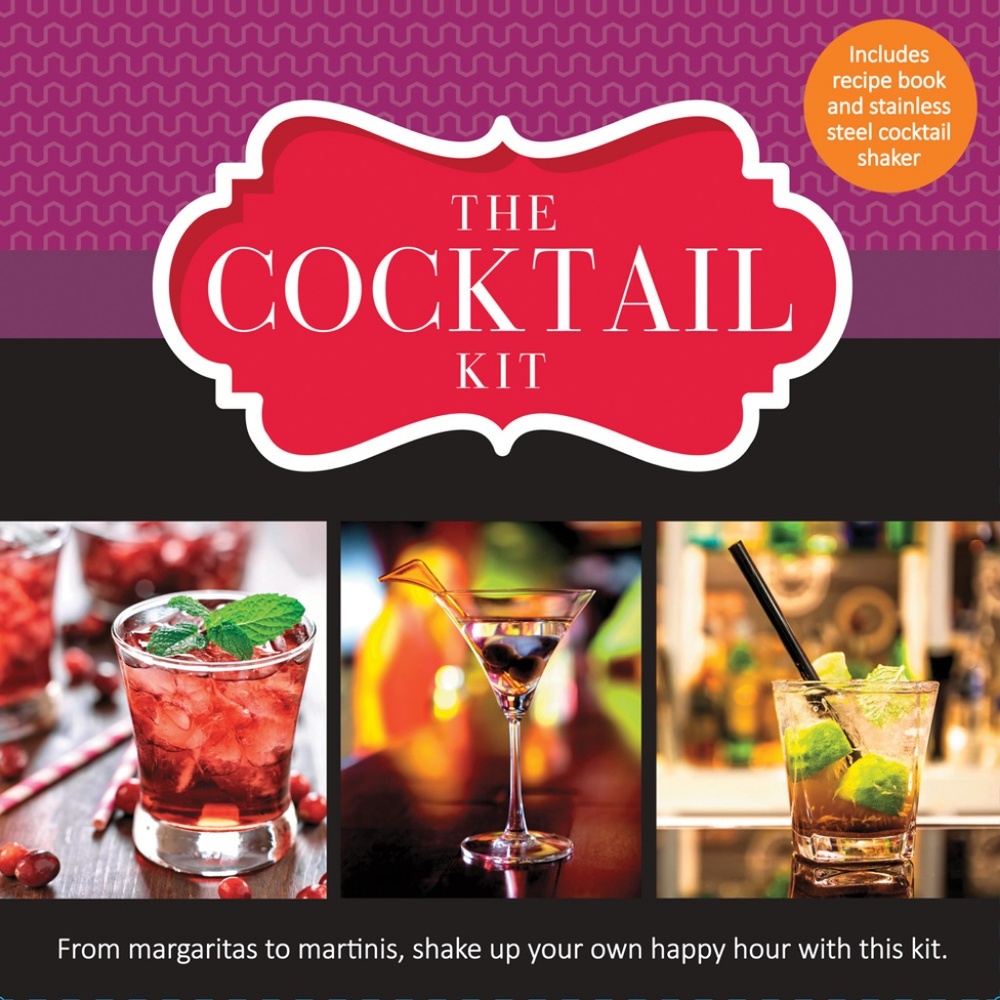 Stainless Cocktail Shaker Strainer Kit w/64 p bk